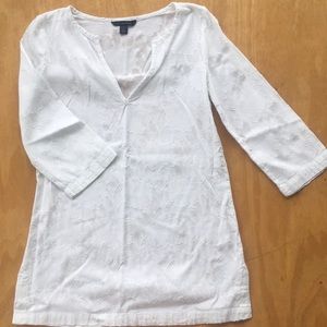 Tommy Hilfiger White V-Neck Lace Appliqué Top